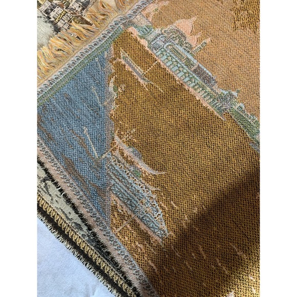 Vintage Italian Wall Rug Art Gondola Venice Tapestry ITALY 46" x 19" - Picture 10 of 11